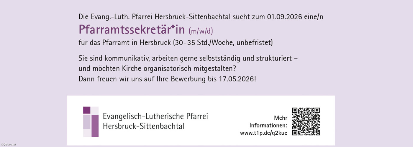 Stellenanzeige Pfarramtssekretärin